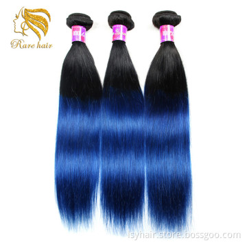 Fantasy Hair Smooth Straight Weave Dyed, Colored Ombre Blue Weaving Vivi Human Hair,Peruvian Straight Hair 5aaaaa